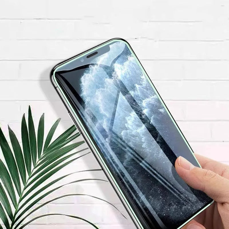 Luminous full cover tempered glass screen protector for iPhone glowing in dark with anti-scratch features