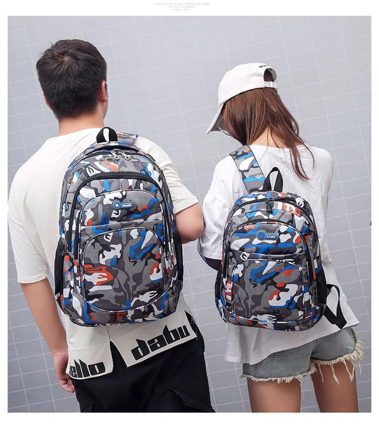 Oxford fabric teen backpack in multiple colours with reinforced shoulder straps and side zipper pockets