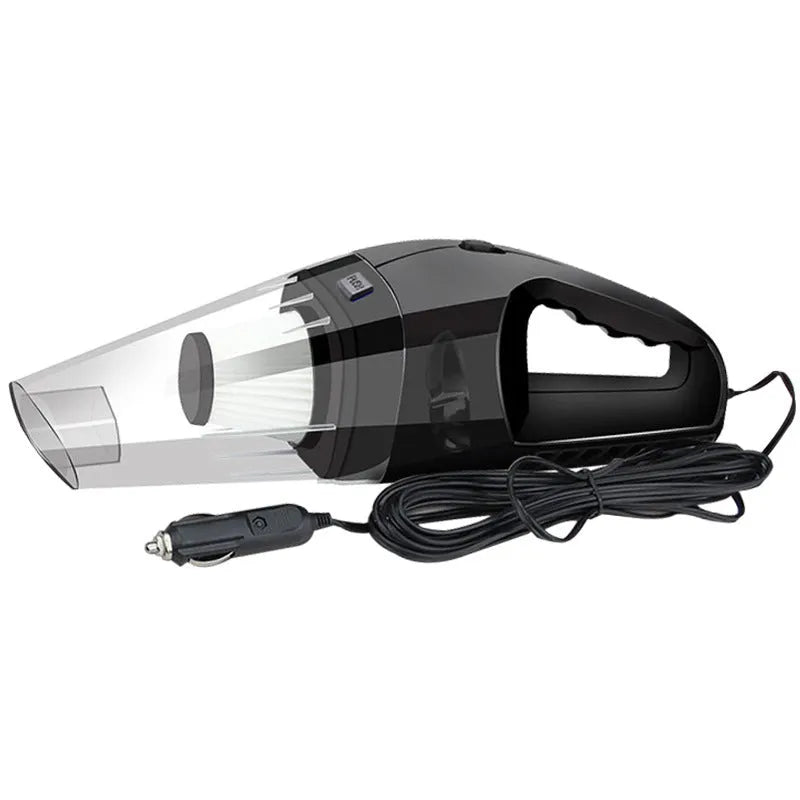 Orange portable handheld car vacuum cleaner with nozzle attachments for 12V vehicle use