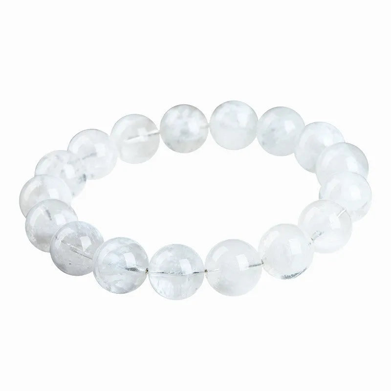 Natural crystal women's bracelet with blizzard snowflake round beads and geometric design featuring Ruyi Xiangyun elements