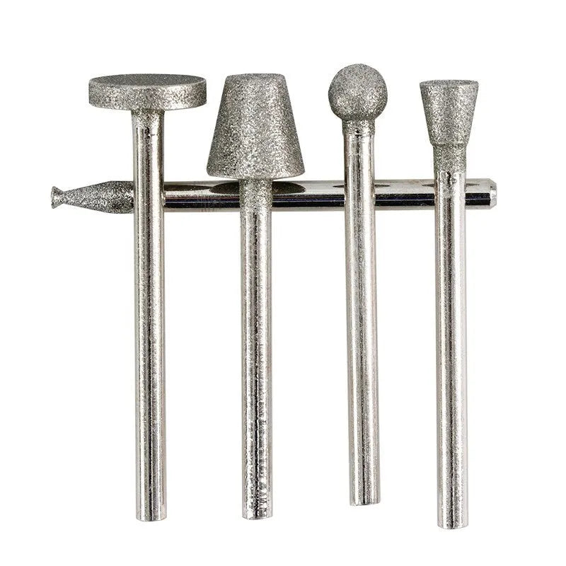 Elliptical cone shaped alloy diamond grinding heads with 3mm shank for glass and stone carving