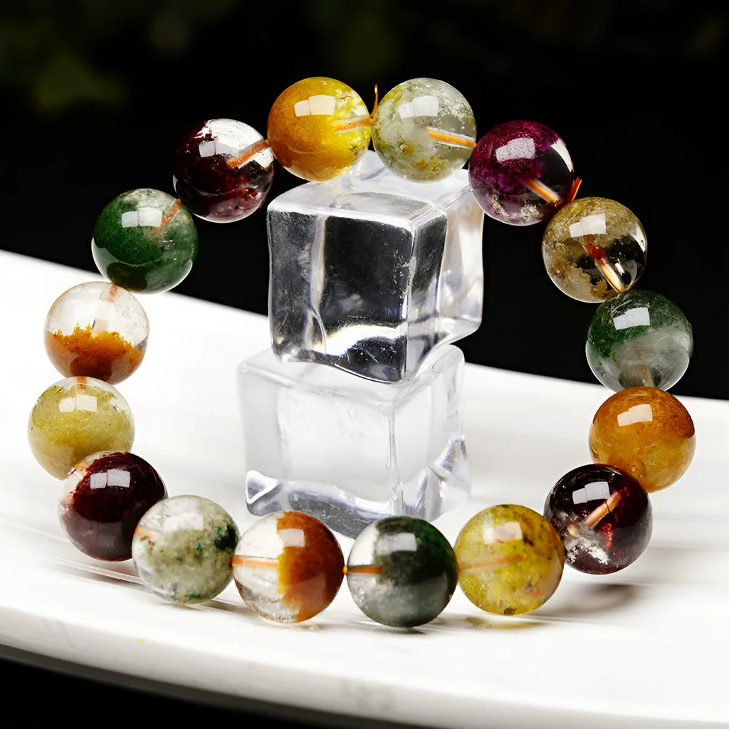 Crystal ghost cornucopia bracelet with 10mm beads in retro ethnic style