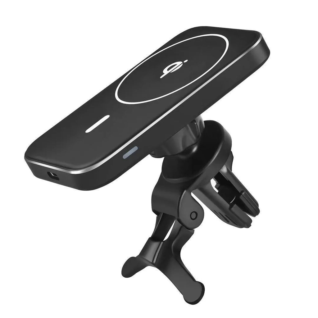 M6 magnetic wireless car charger bracket with suction cup mount in black colour