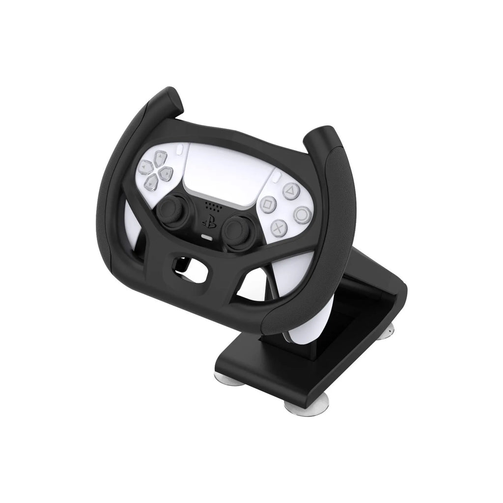 Black gamepad steering wheel bracket with suction cup phone mount for Xbox PS4 Switch controllers