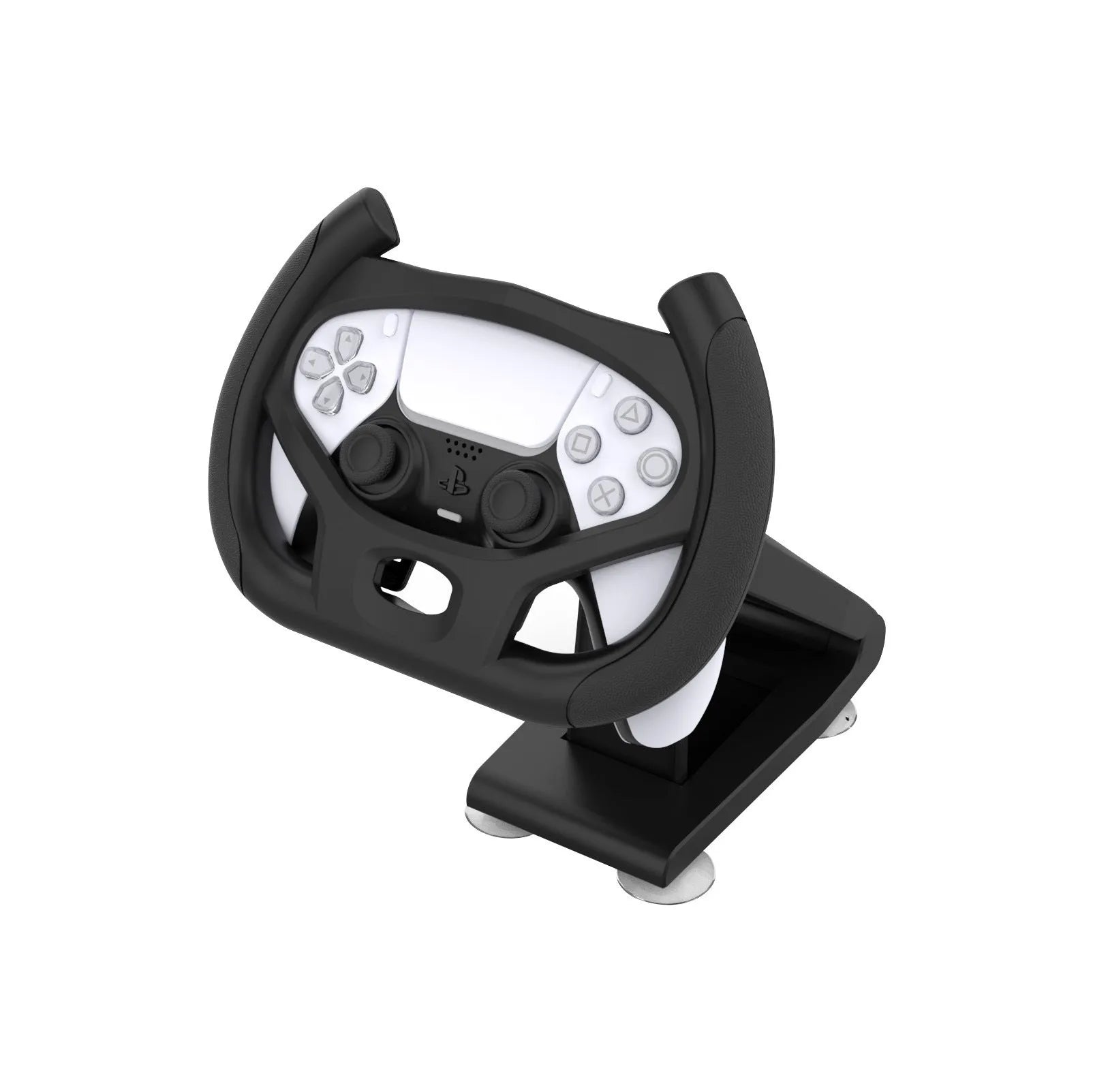 Black gamepad steering wheel bracket with suction cup phone mount for Xbox PS4 Switch controllers