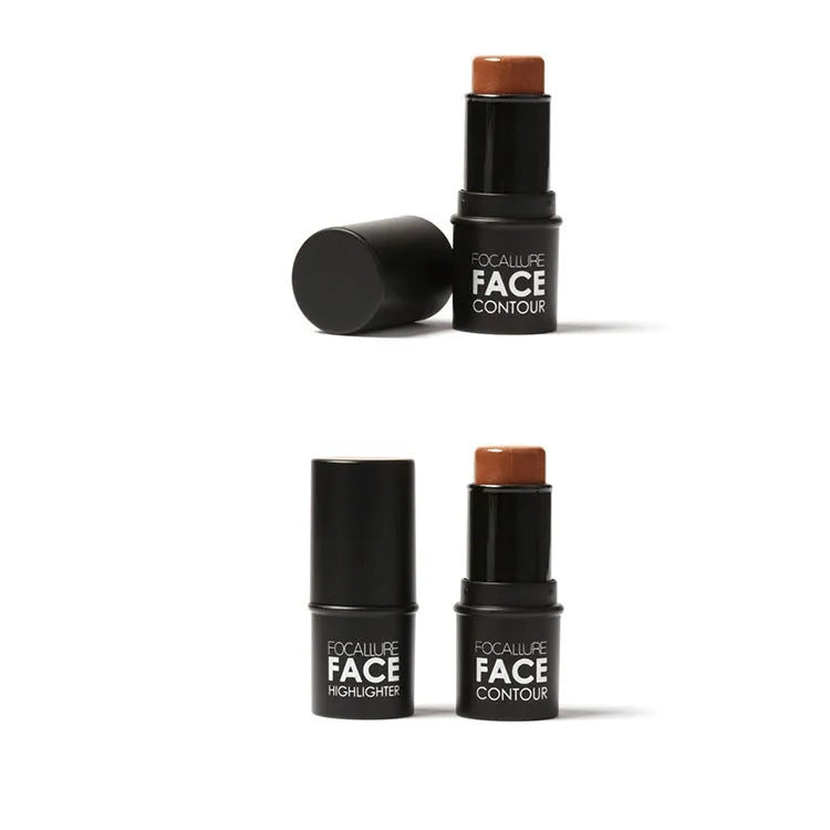Face contour highlighter compact with four shade options A, B, C, D for cheekbone definition.