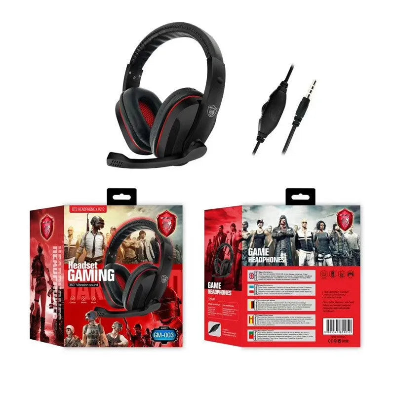 Black wired gaming headset with 40mm speakers and a 6.3mm straight plug.