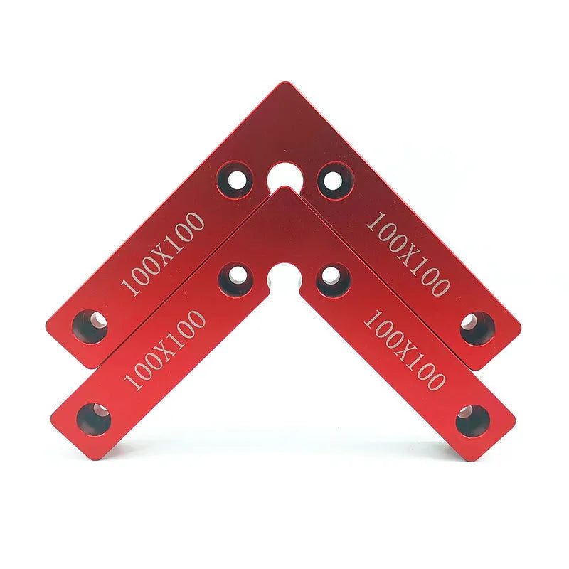 Aluminium woodworking right angle positioning block with scale markings for 90-degree jigsaw clamping