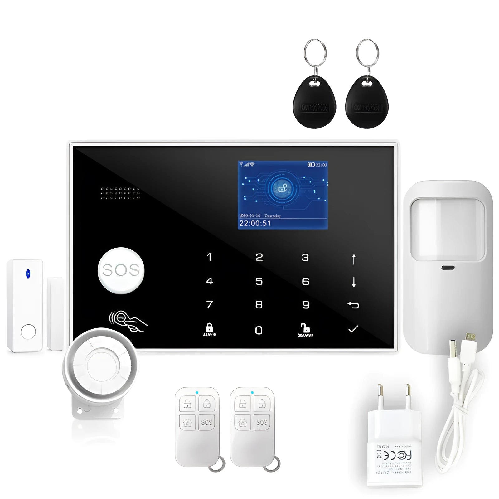 Intelligent WiFi GSM touch button household burglar alarm host unit, style ER G30