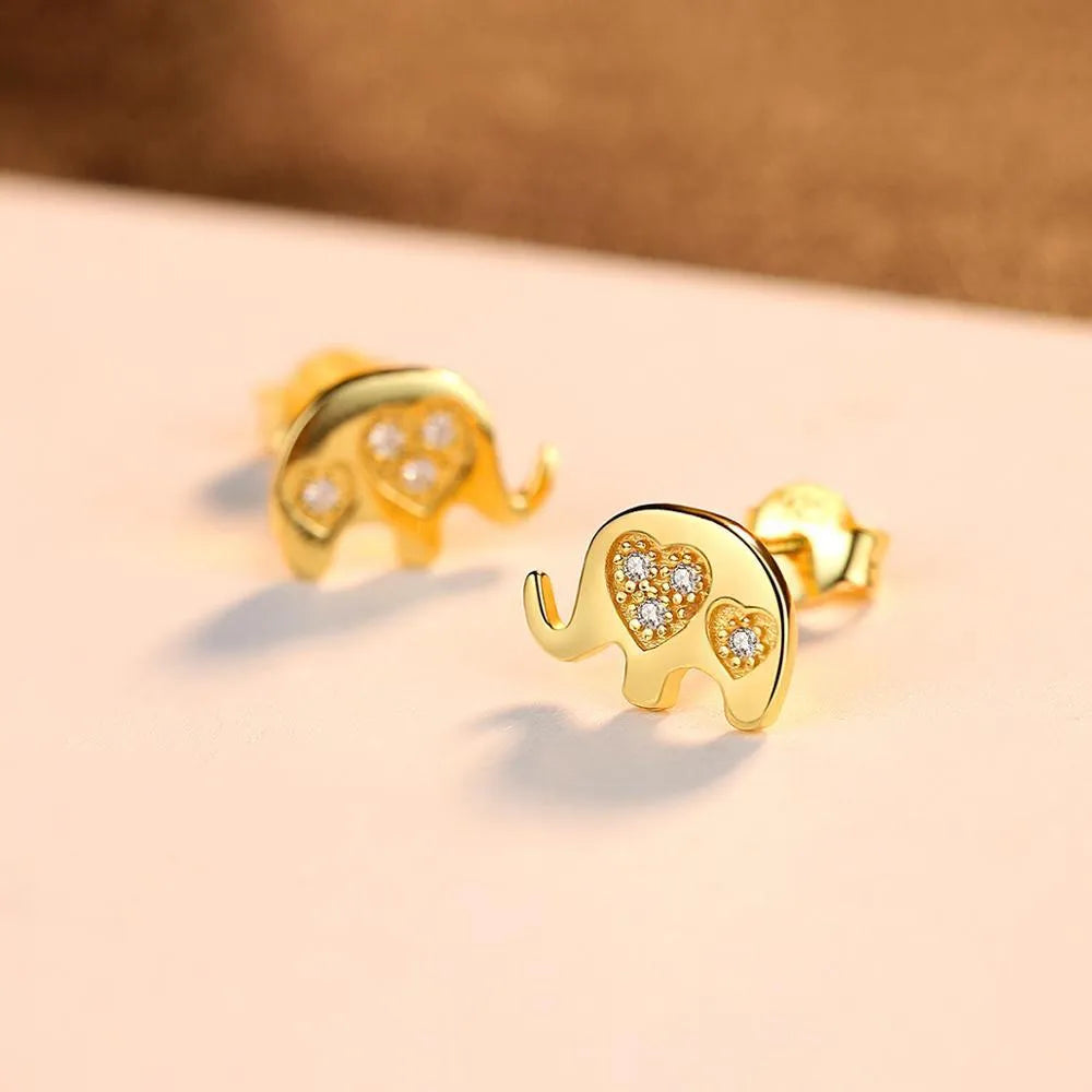 Geometric Korean sterling silver earrings measuring 0.6cm by 0.9cm in gold and silvery colours
