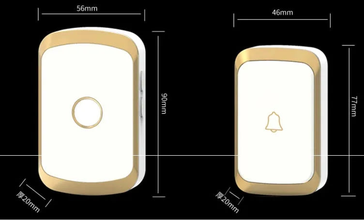 Wireless doorbell transmitter and receiver with 300 metre range and 36 melody options