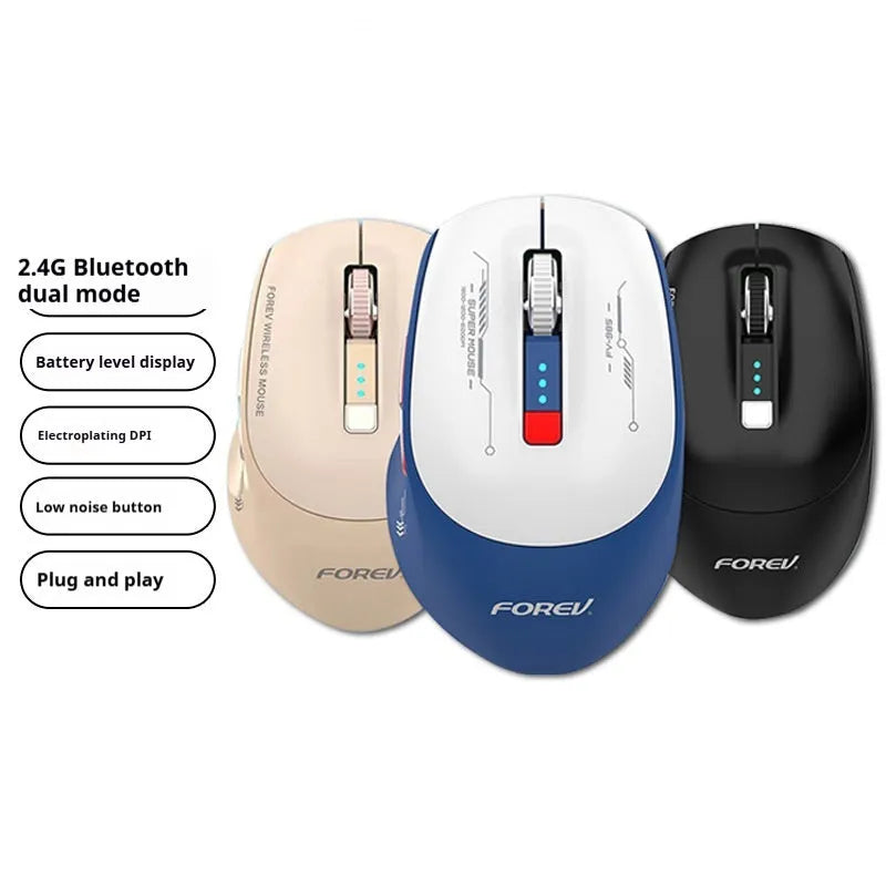 Bluetooth dual-mode wireless mouse for laptop, 109x70x42mm, available in Star Black, Blue Sky, and Milk Brown