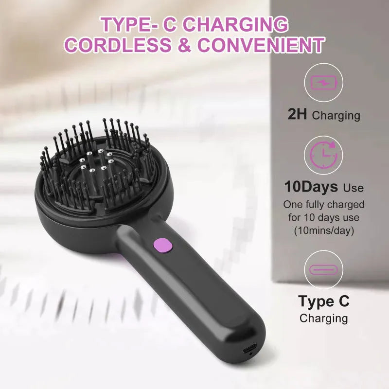 USB powered head massage tingle comb with vibration function in black, grey and red colours