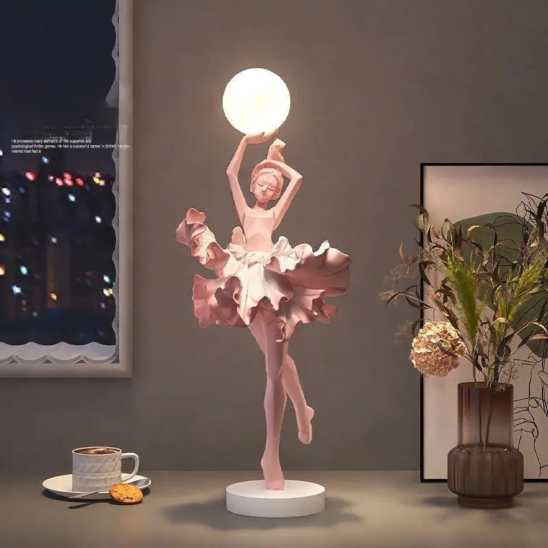 Art Girl atmosphere night lamp in resin with USB charging, showing colour options