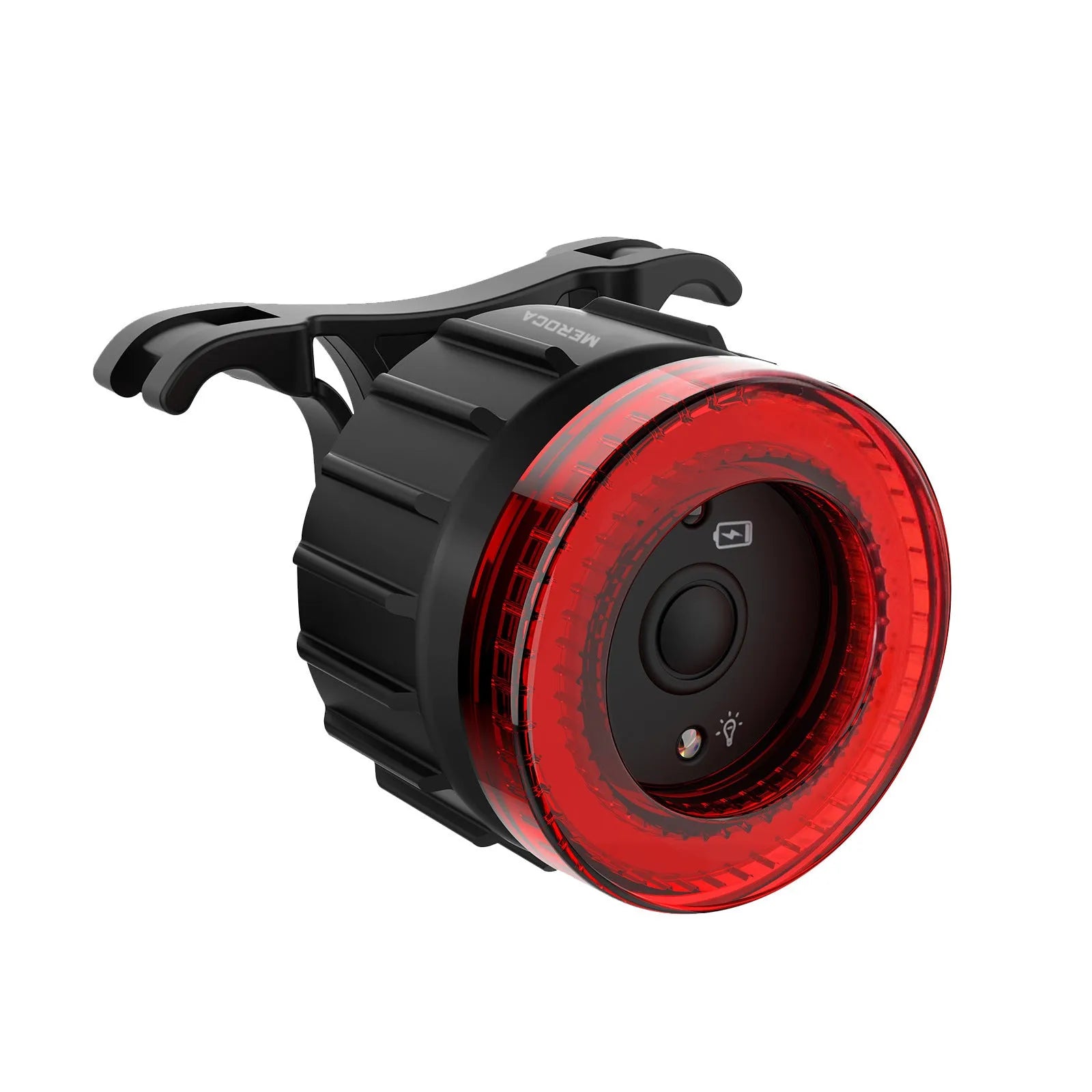 Black intelligent induction brake taillight with aluminum alloy body and seat tube bracket for cycling