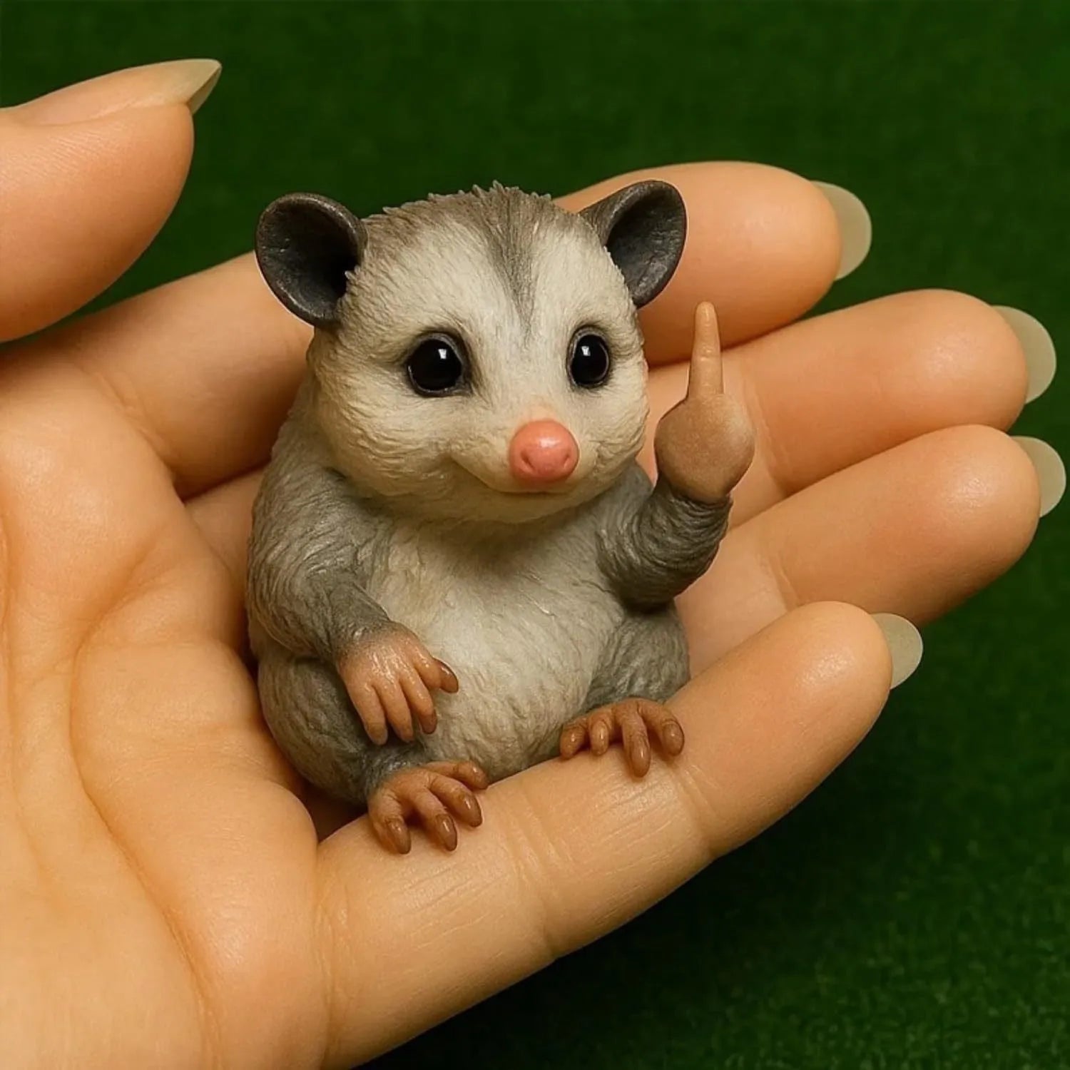 Mini animal vertical middle finger doll resin ornament in cat style