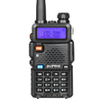 Handheld dual-band VHF UHF walkie talkie with LCD display and antenna