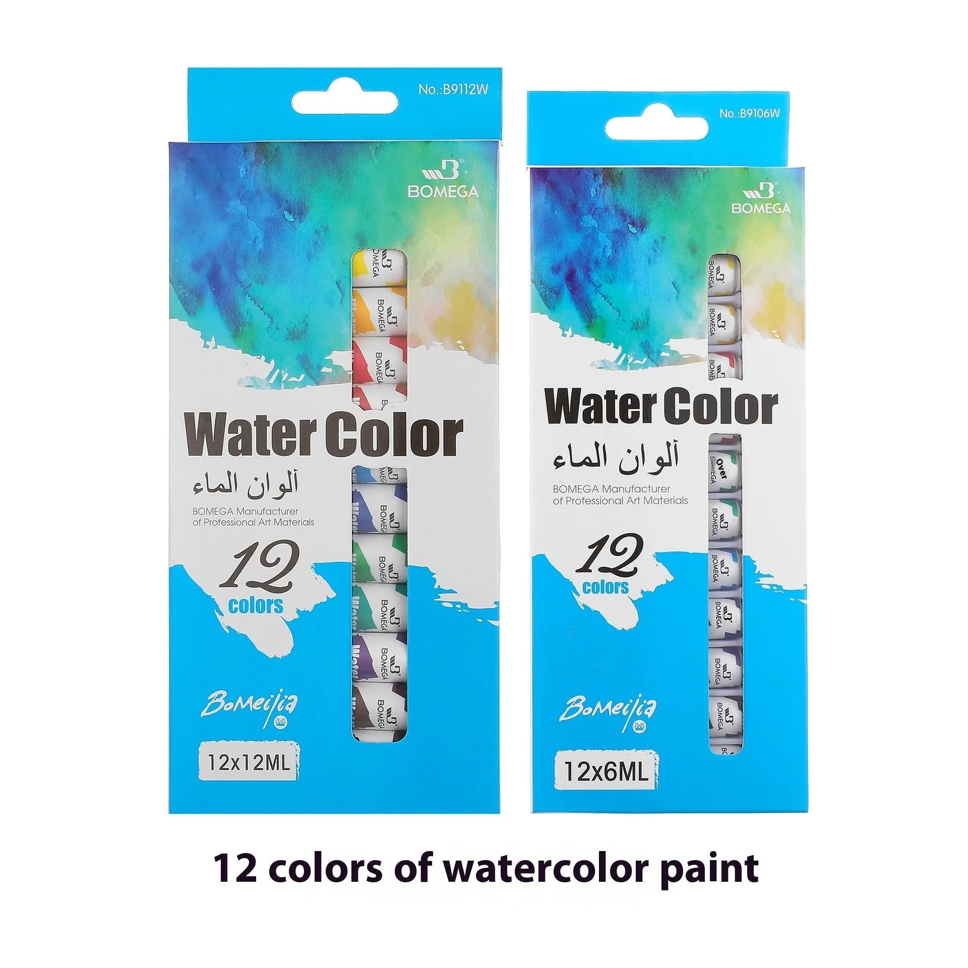 12-colour acrylic pigment strip set for watercolour, gouache and oil painting techniques in tubes