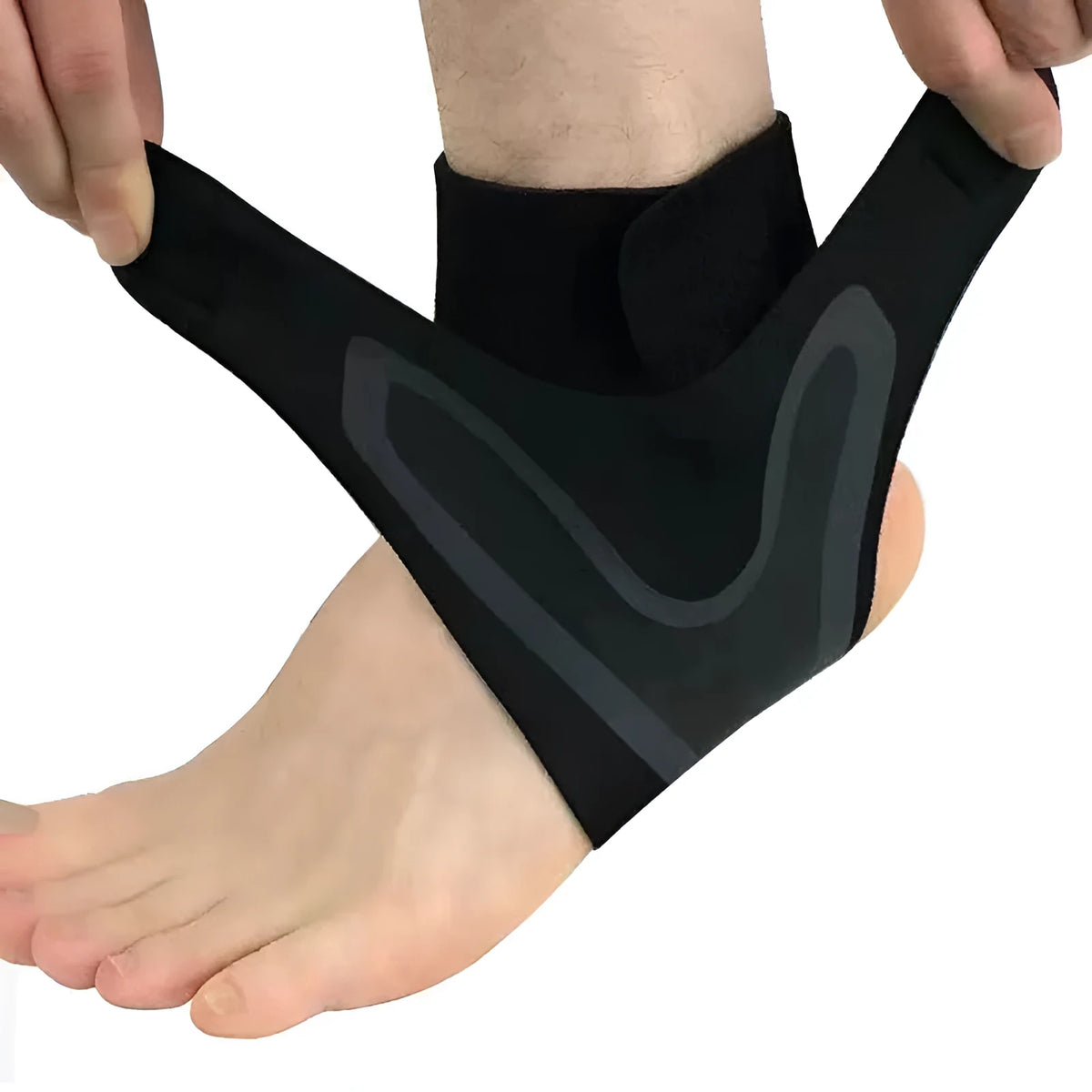 Ankle support for adults showing left and right foot models with shoe size sizing options