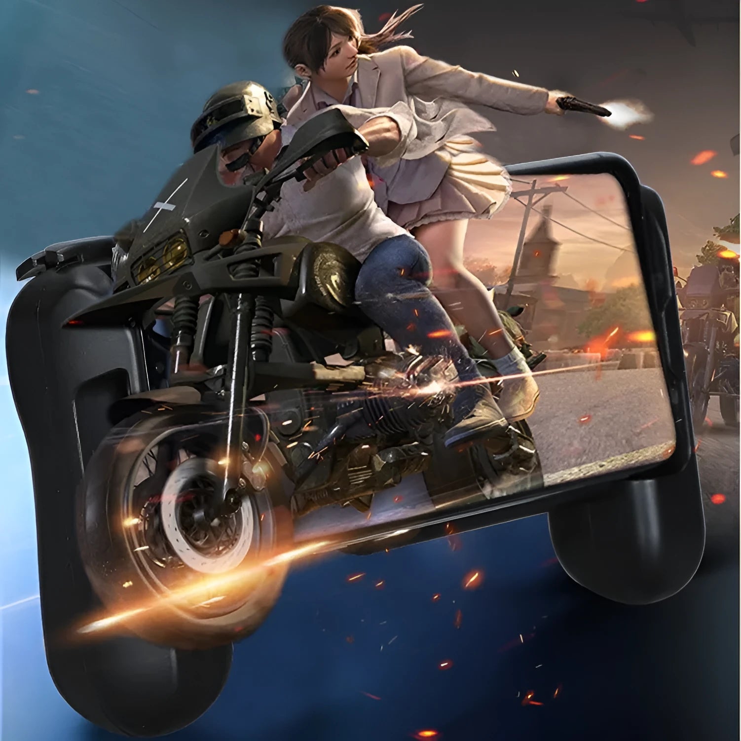 Black P2 cooling Bluetooth controller for iPhone gaming with physical buttons