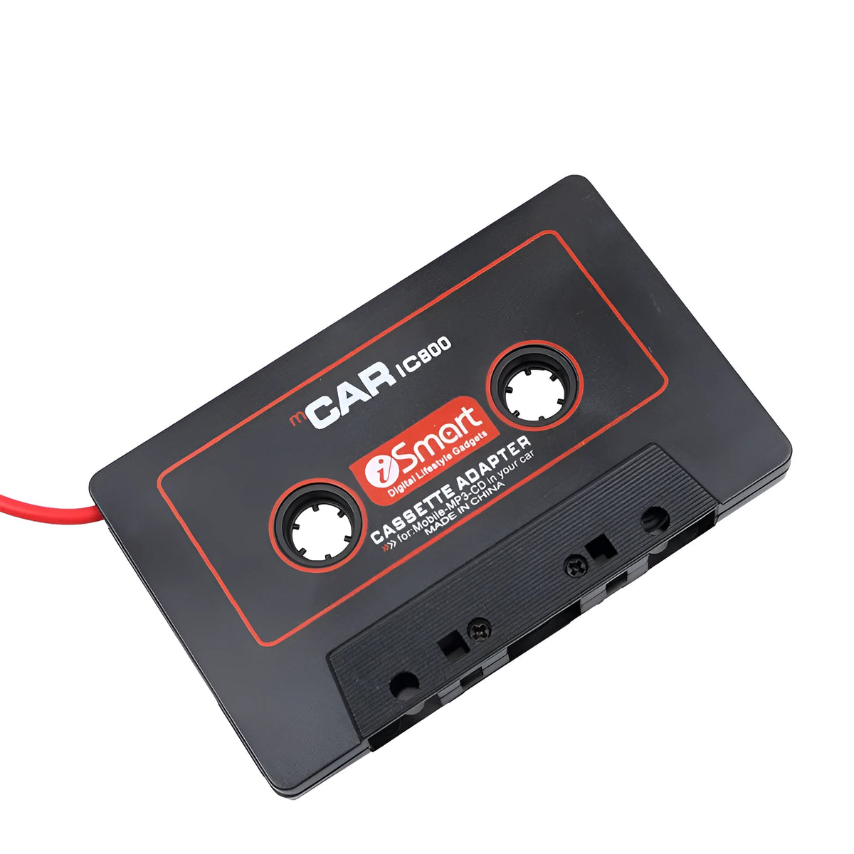 Black car audio cassette converter with 3.5mm cable for MP3 players and mobile phones