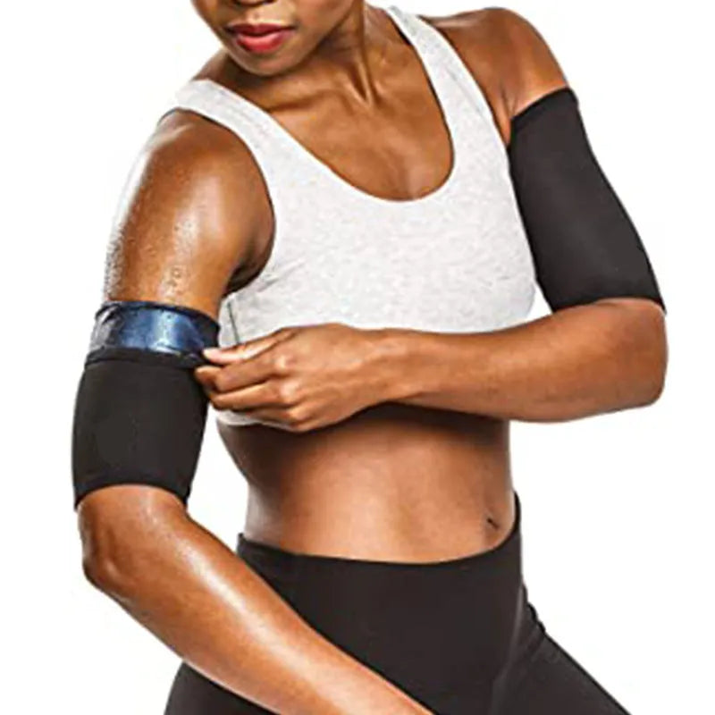 Sports arm sweatband in blue, silver, black and yellow, or black and red colour options