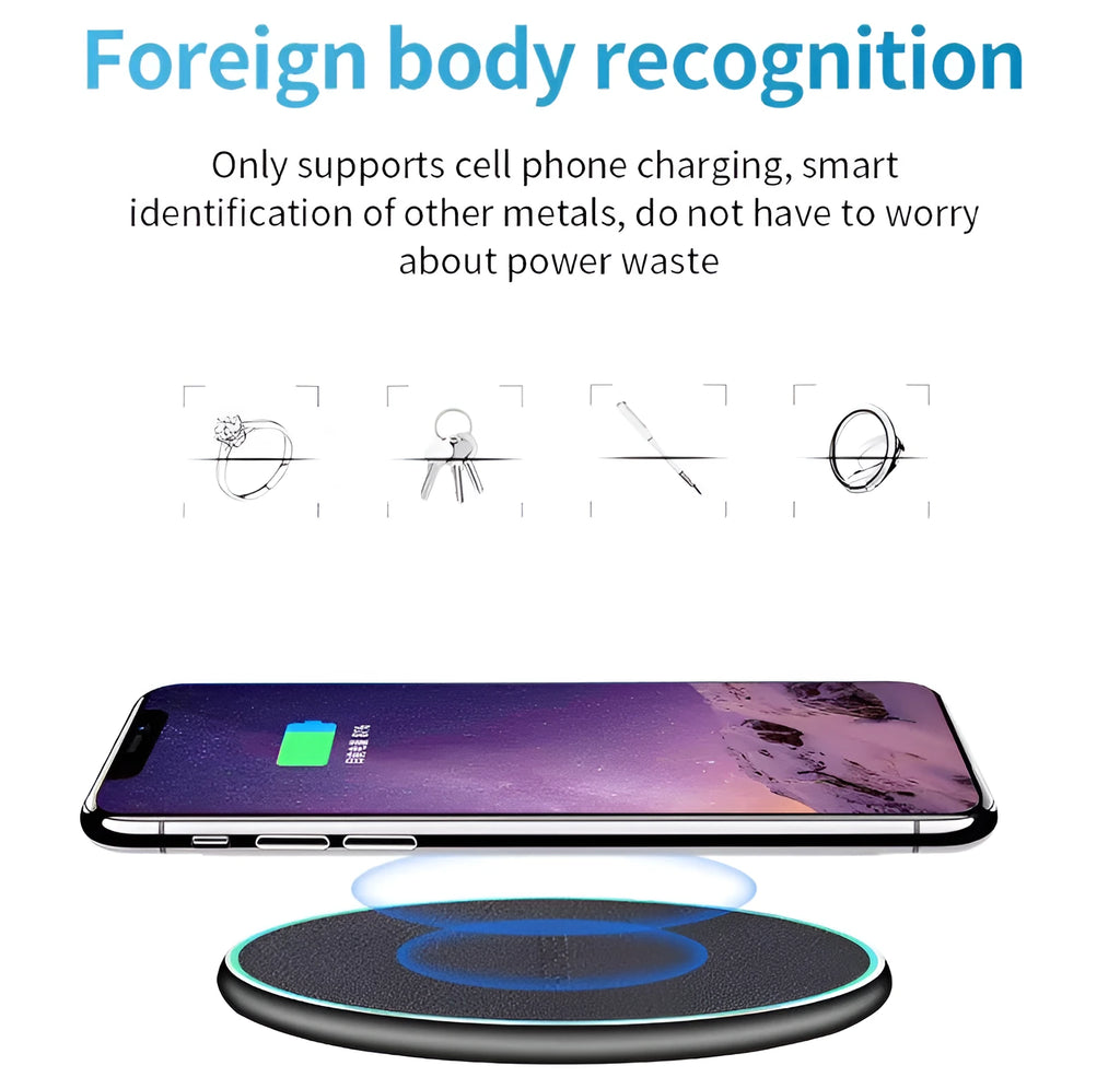 Black Qi wireless charging pad for iPhone 11 with 7.5W fast charging