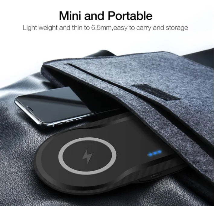 Black and white dual wireless charging pad for two phones with Type-C cable