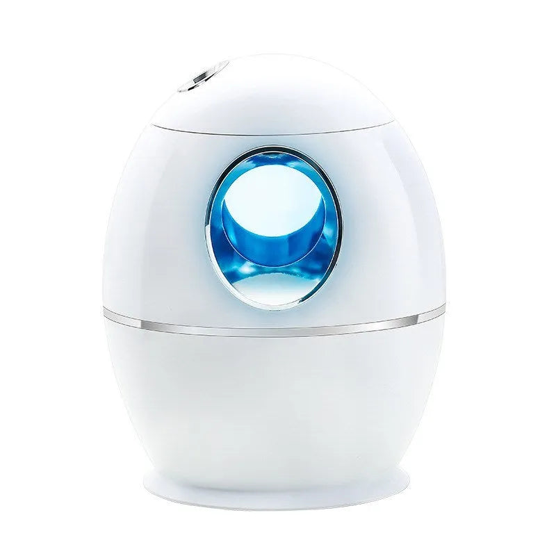White columnar household air disinfection humidifier with USB cable.