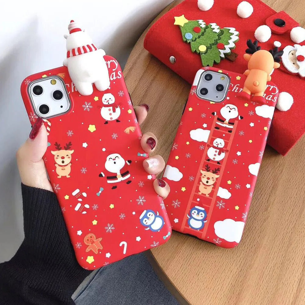 Christmas-themed silicone iPhone case back cover in festive colours for iPhone 6 to 11 Pro Max.