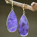 Vintage stone drop earrings with Tigereye stone and textured water droplet design