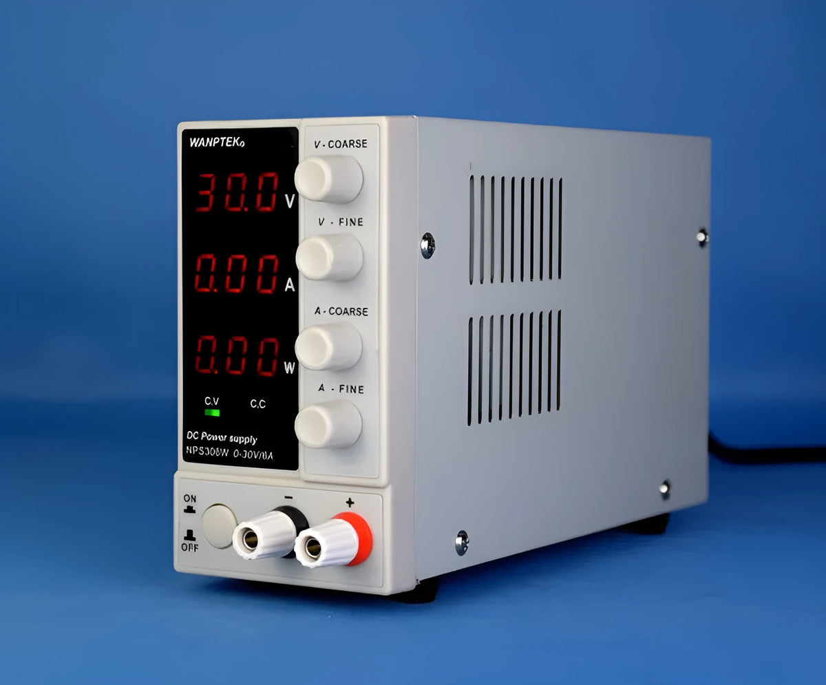 White NPS605W adjustable DC laboratory bench power supply with 0-60V 0-5A output.
