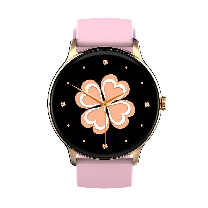 Blood pressure health smartwatch with 1.28-inch touchscreen and silicone wristband