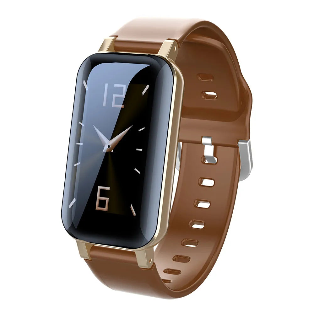 Call Bracelet smart bracelet fitness tracker in Black, Blue, or Coffee colour.