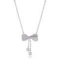 Sterling silver 925 necklace with bow pendant on O-ring chain, 40-45cm length