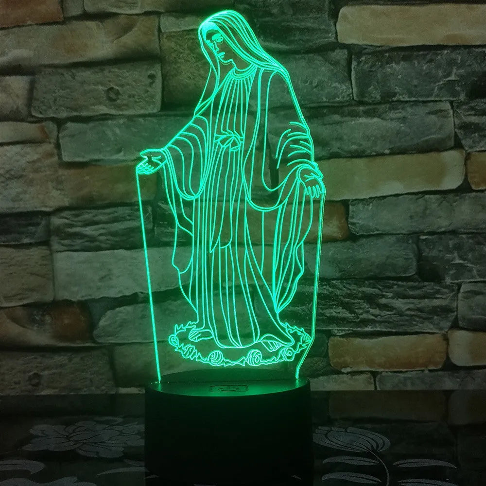 3D LED night light with laser-engraved acrylic plate showing dual ring pattern illumination