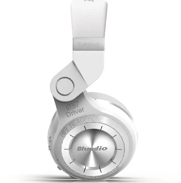 Blue String T2 black and white over-ear Bluetooth headset with folding design and detachable cable