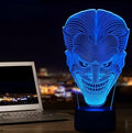USB 3D LED lamp with acrylic plate showing multiple colour lighting options on black base