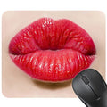Red lips design rubber non-slip mouse pad measuring 240x200 mm