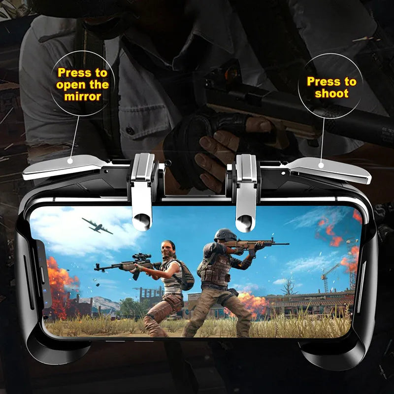 Multifunctional mobile game controller handle in black, blue and white colour options