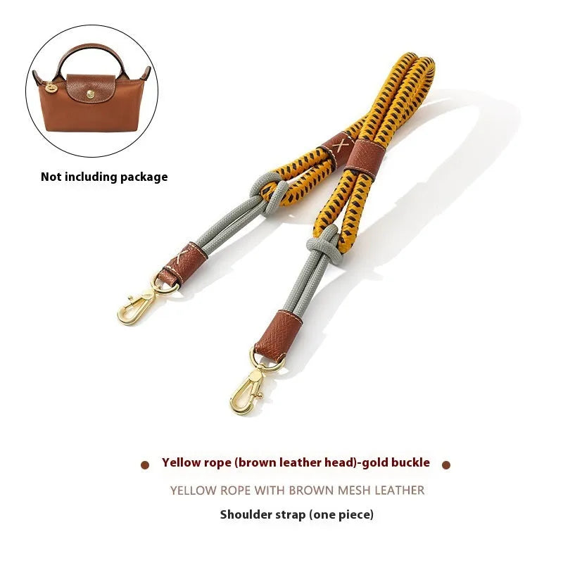 Braided nylon and leather shoulder strap with alloy buckle for bag modification