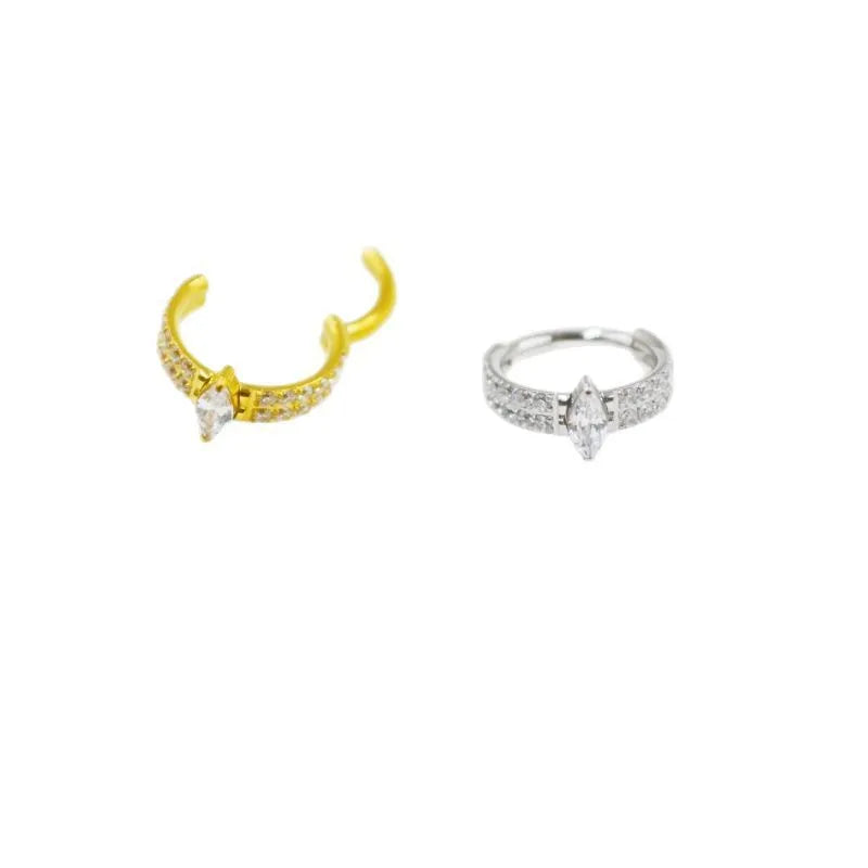 Heart-shaped zircon drop earrings in silver or gold with 1.2x8mm dimensions