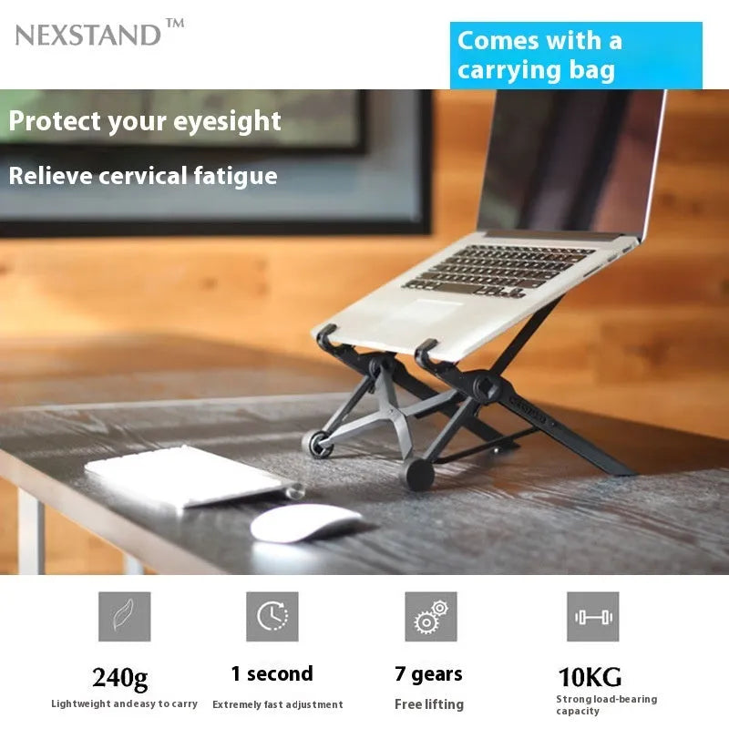 Portable folding computer bracket in sagacious black with carrying case