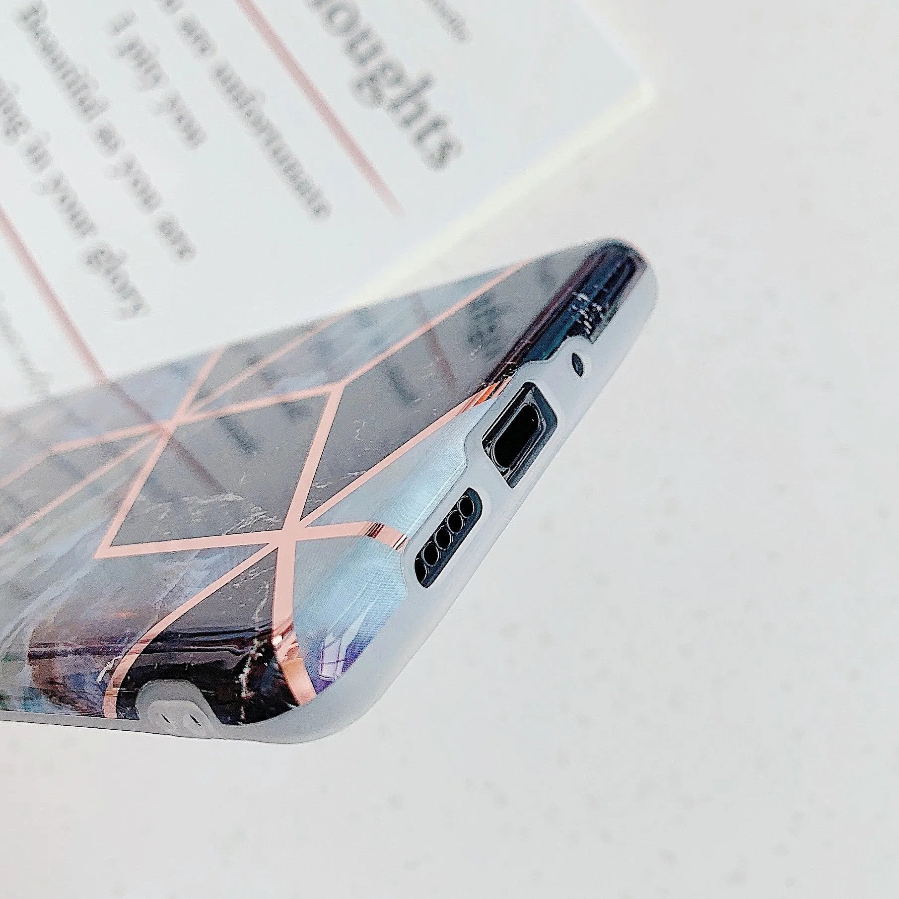 Electroplated marble pattern TPU phone case for Huawei and Samsung mobile phones in various colours.