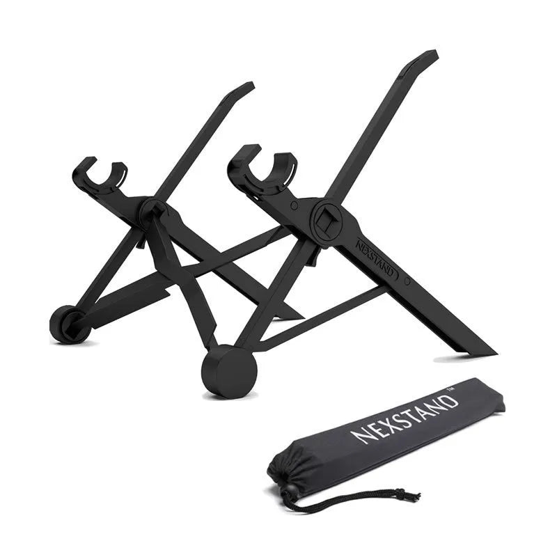 Portable folding computer bracket in sagacious black with carrying case