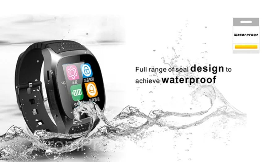 Smart Bluetooth sports watch compatible with Apple and Android phones in white, blue or black