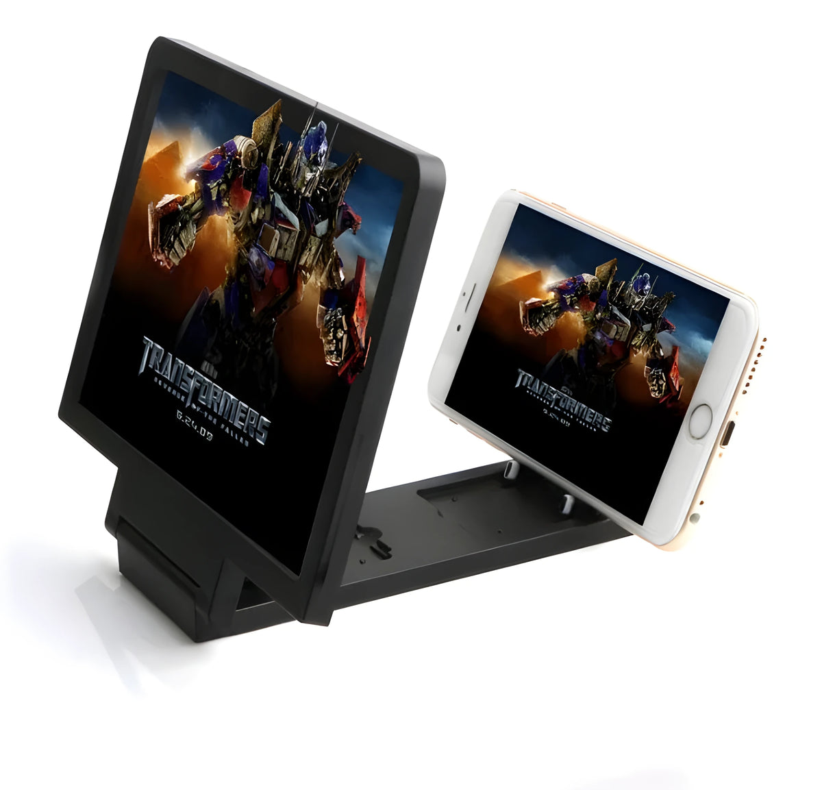Black and white foldable 3D mobile phone screen amplifier stand with radiation protection