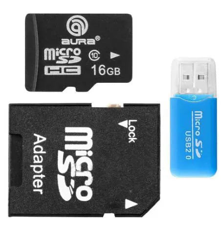 Mini USB TF card reader and TF to SD card adapter on a white background
