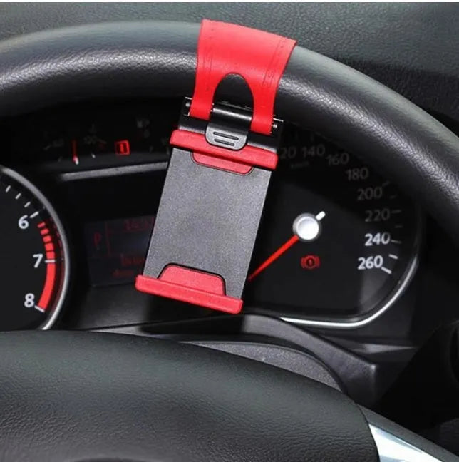 Black universal steering wheel phone mount clip holder for smartphones