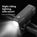 USB rechargeable bicycle headlight with LED lighting and quick release strap bracket